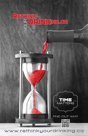 Wine bottle being poured into an hourglass: Time Matters