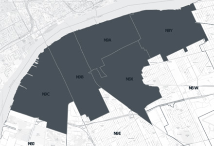 Map of Windsor with postal codes