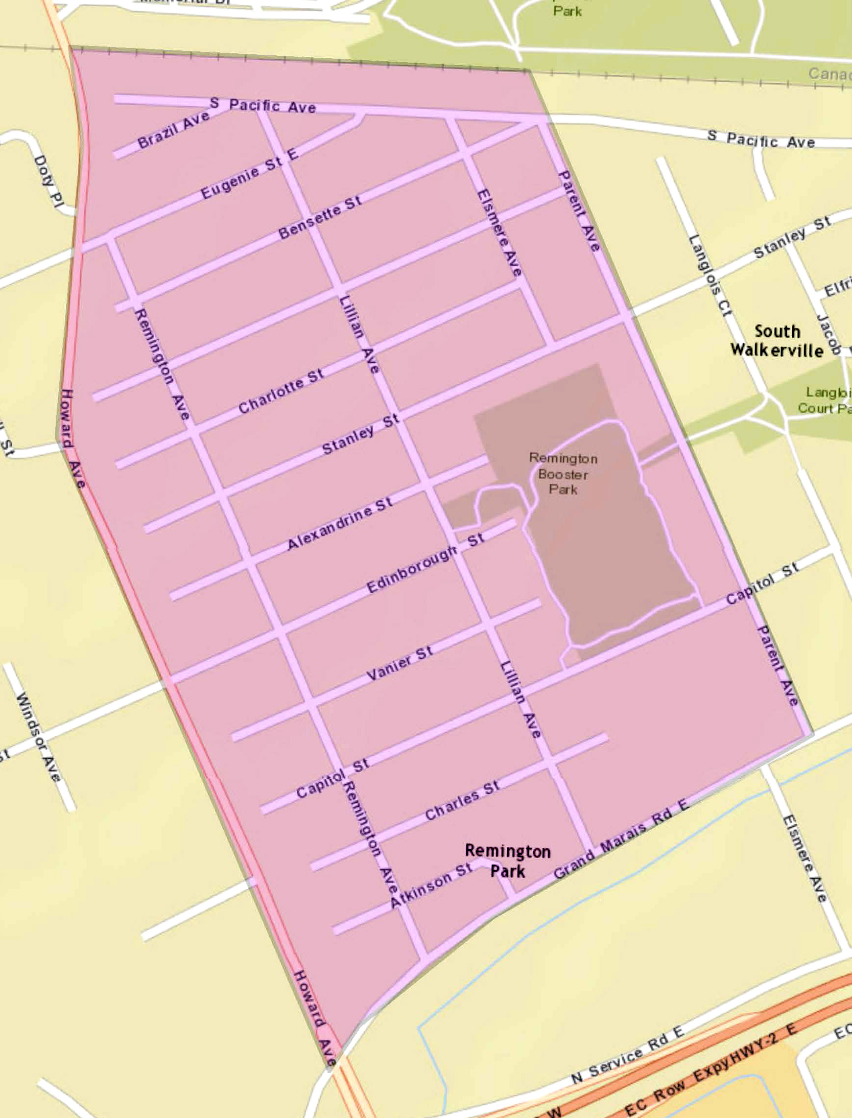 Overhead map illustrating Remington Park area