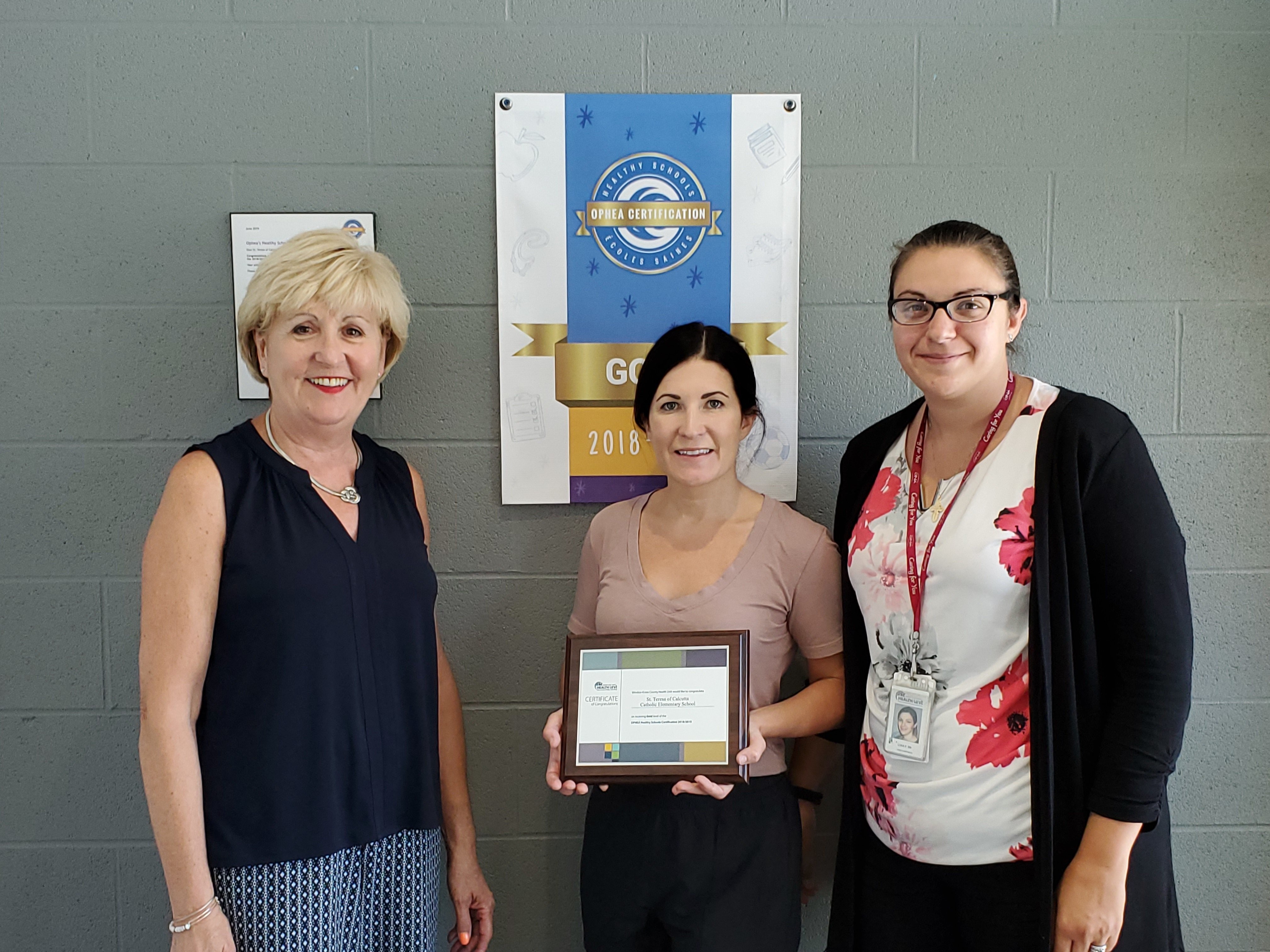 St. Teresa of Calcutta Catholic School: Elise Daragon, former Principal for the 2018/2019 school year; Maggie Dorion, Principal for the 2019/2020 school year; Lora Prokopetz, RN, Public Health Nurse..