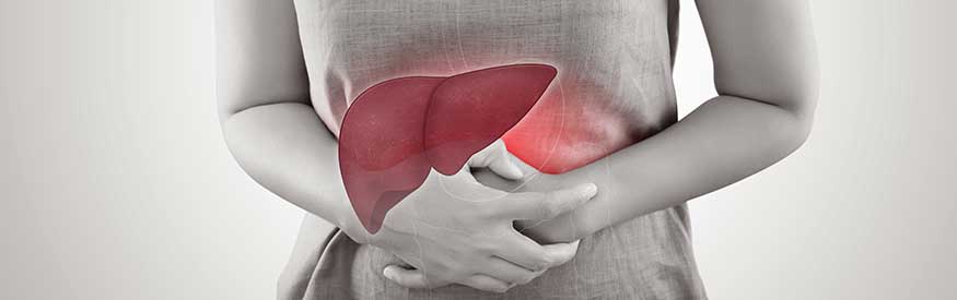 person holding stomach in pain