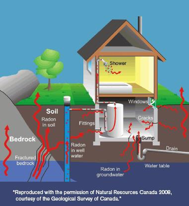 Infographic illustrating how rado can enter the home.