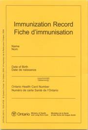 Front cover of a yellow immunization record card.