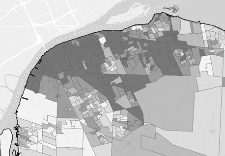 Map of Windsor, grouped by postal code