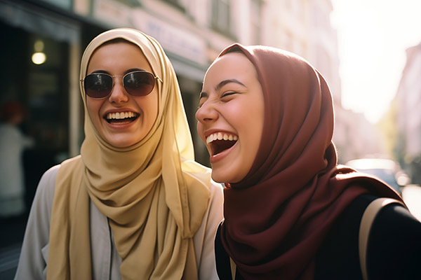 2 girls laughing