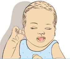 Illustration of baby showing hunger cues of sticking out their tongue