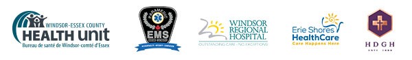 WECHU, EMS, Windsor Regional Hospital, Erie Shores HealthCare and HDGH logos