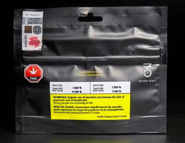 Photo of cannabis package warning labels