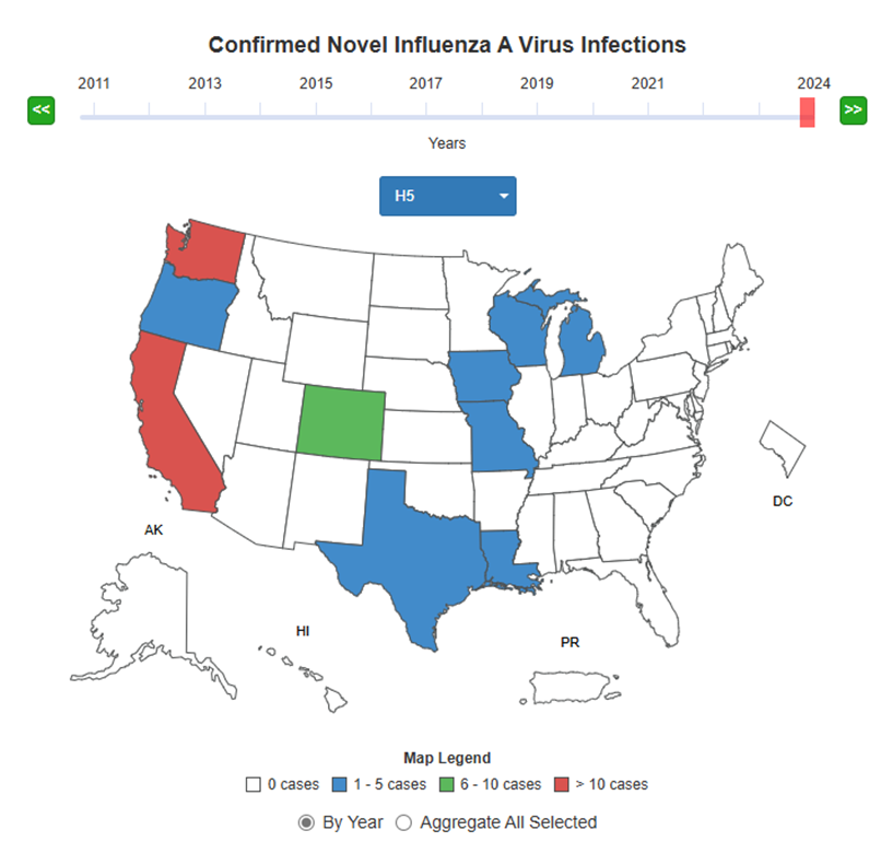 Map of confirmed Novel Influenza A Virus Infections