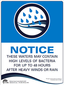 WECHU Beach Rainfall notice sign